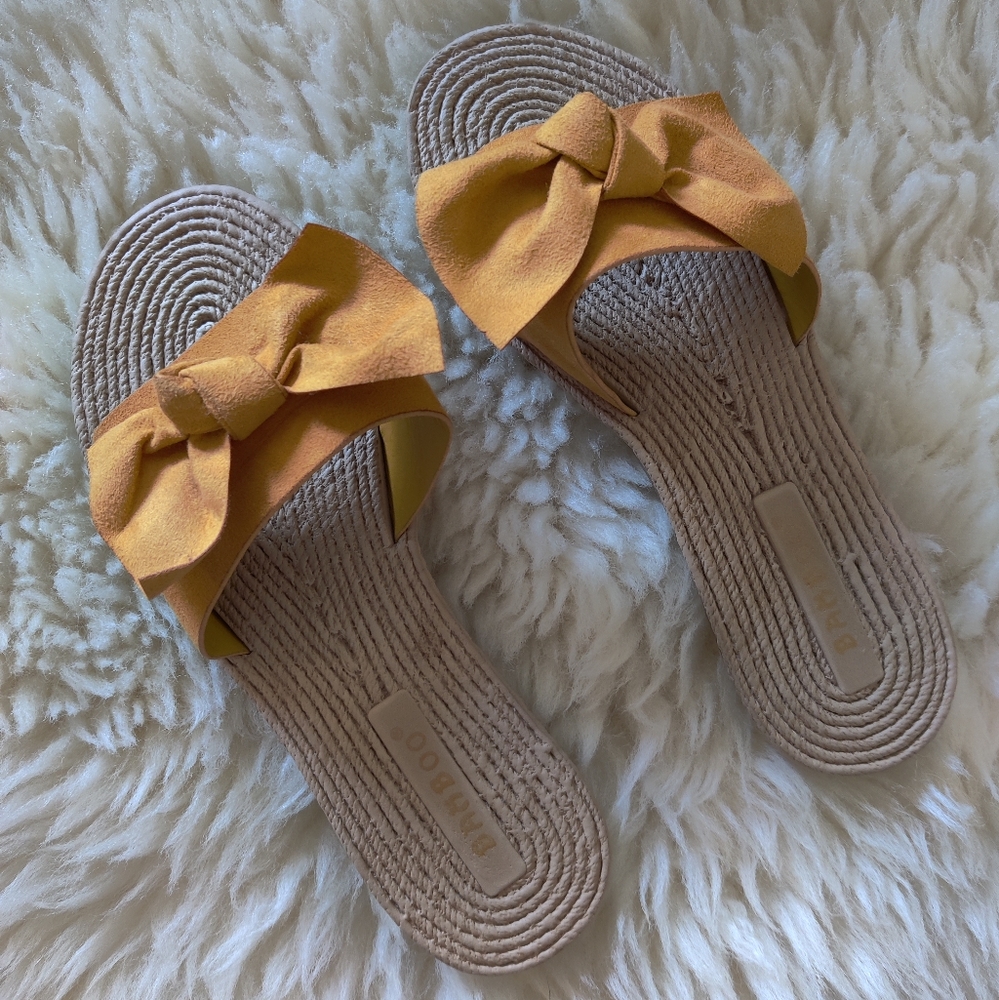 Bamboo Sandals Faux Suede Slides with Bows